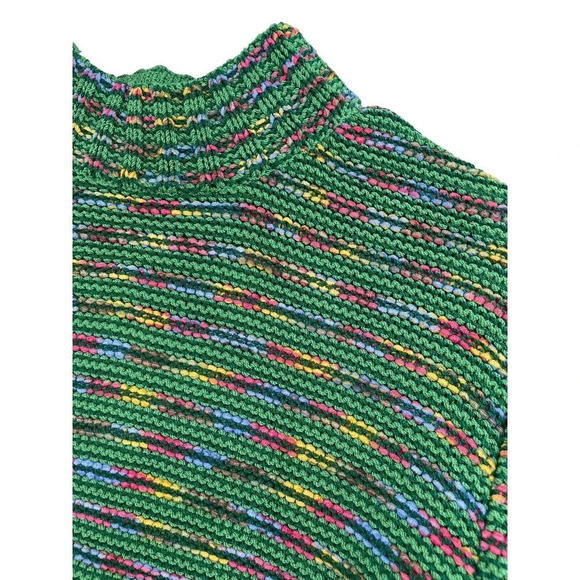 St. John Sport Size Medium Mock Neck Sweater Rainbow Stripe Women's Wool Blend - Picture 5 of 16